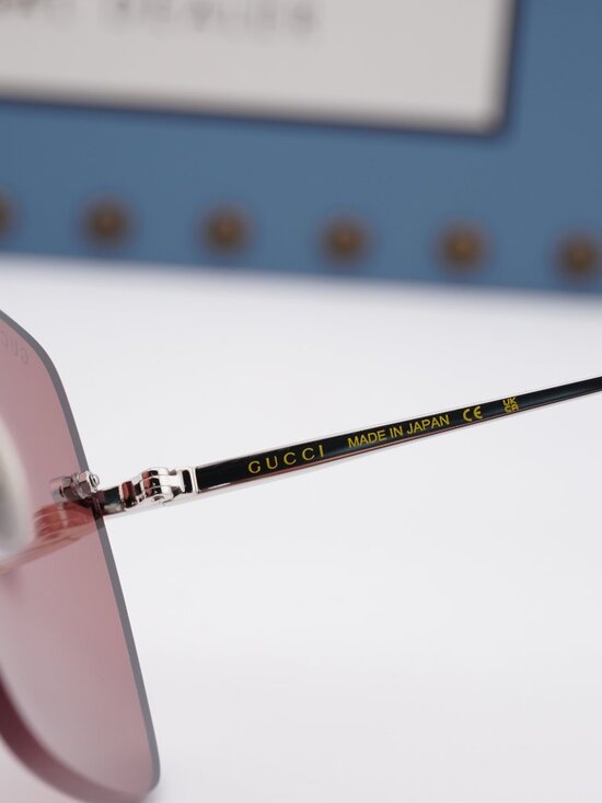 Gucci GG1955SA 003 Square Sunglasses - Shiny Silver\\Burgundy main image 4
